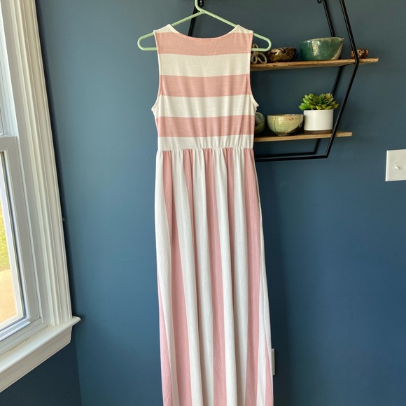 Ces Femme Pink and White Stripe Maxi Dress Small - Picture 3 of 9